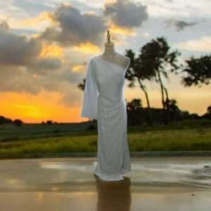 Code LD010 Off Shoulder Net Design Maxi Long Dinner Dress