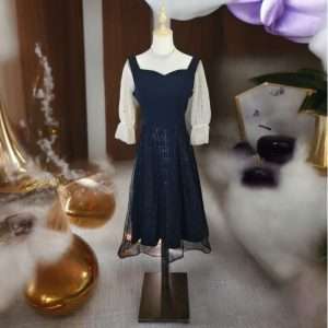 Code LD022 Long Sleeve Shinning Midi Dinner Dress