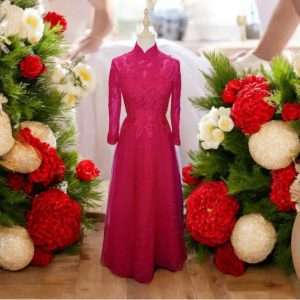 Code LD023 Long Sleeve Mandarin Collar Maxi Long Dinner Dress