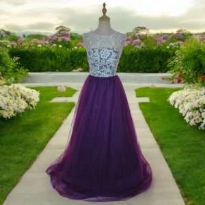 Code S0018 Round Neck Embroidery Maxi Long Dinner Dress