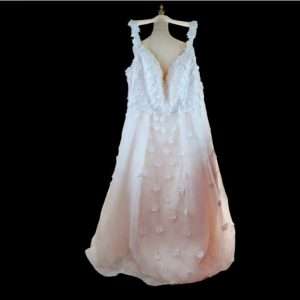 Code S0005 Plus Size One Shoulder V Neck Lace Maxi Long Dinner Dress