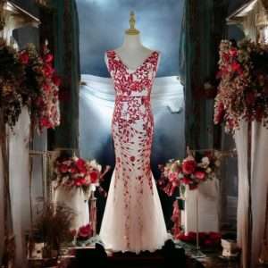 Code S0011 V Neck Sleeveless Sequin Bling Bling Mermaid Fish Tail Maxi Long Dinner Dress