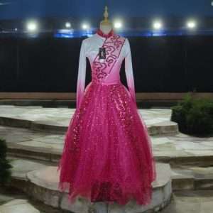 Code S0015 Long Sleeve High Neck Bling Bling Shinning Maxi Long Performance Dress