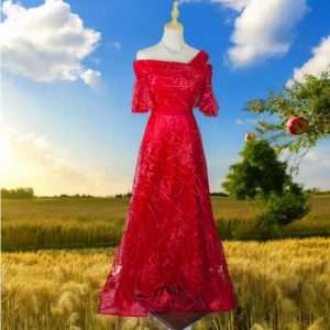 Code S0031 Off Shoulder Net Embroidery Maxi Long Dinner Dress