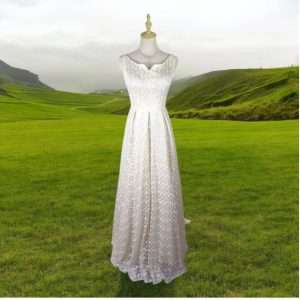 Code S0032 V Neck Lace Maxi Long Dinner Dress