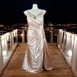 Code S0038 Plus Size V Neck Beading Split Maxi Long Dinner Dress