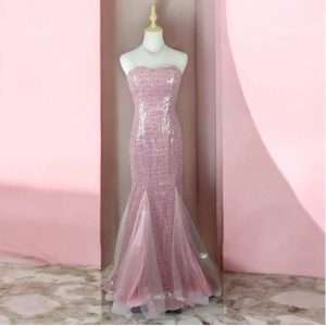 Code S0045 Off Shoulder Sequin Bling Bling Mermaid Fish Tail Maxi Long Dinner Dress