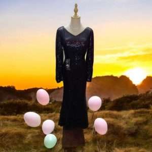 Code SQL006 Long Sleeve Sequin Maxi Long Dinner Dress