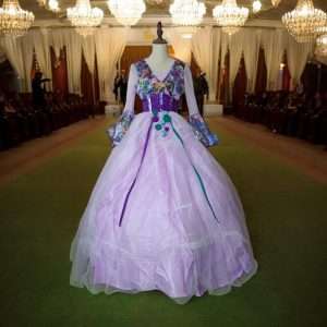 Code 132 Long Sleeve V Neck Elegant Maxi Long Dinner Gown